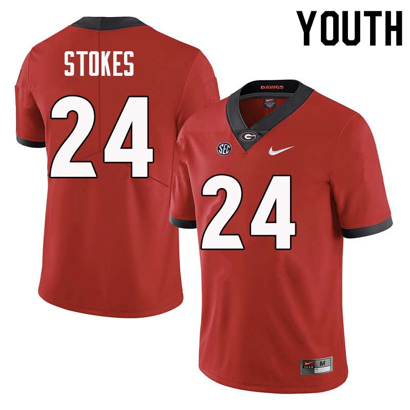 Georgia Bulldogs Youth Eric Stokes #24 Red Stitched College UGA Football Jersey 23PW014LA